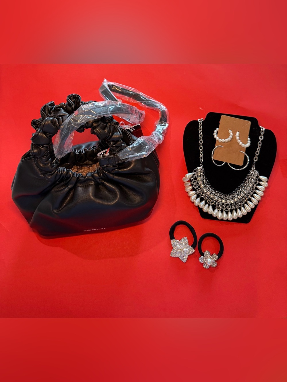 Like Dreams Black Crossbody Bag NWT & fashion necklace